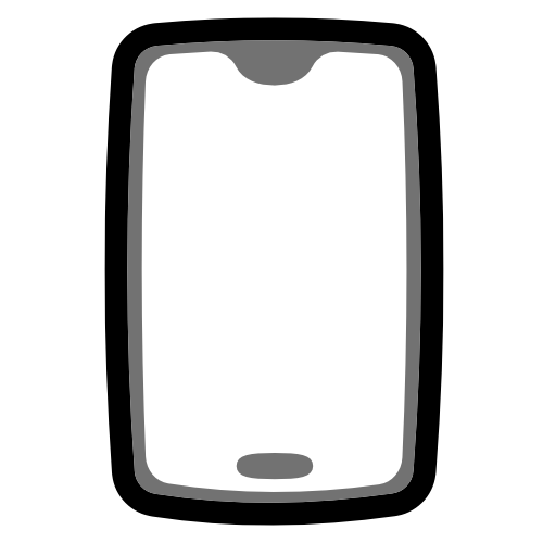 A grey cellphone with a white screen